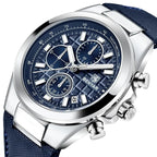 BENYAR BY-5206 Men's Quartz Chronograph Watch - Leather Blue
