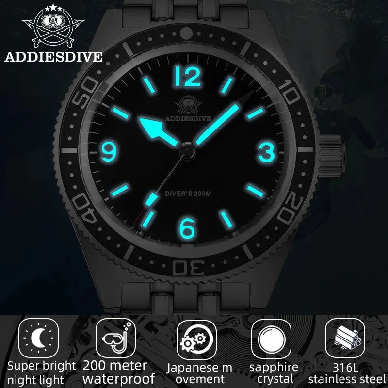 ADDIESDIVE VH31 41mm Men’s Quartz Watch Sapphire 20Bar Luminous Dial-PrimeTimepiece