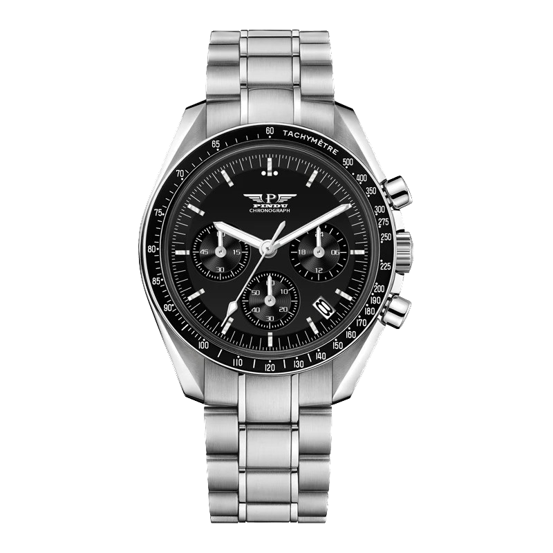 PINDU Tribute to Moon Watch Retro Luxury Quartz Watches Men Sport Chronograph
