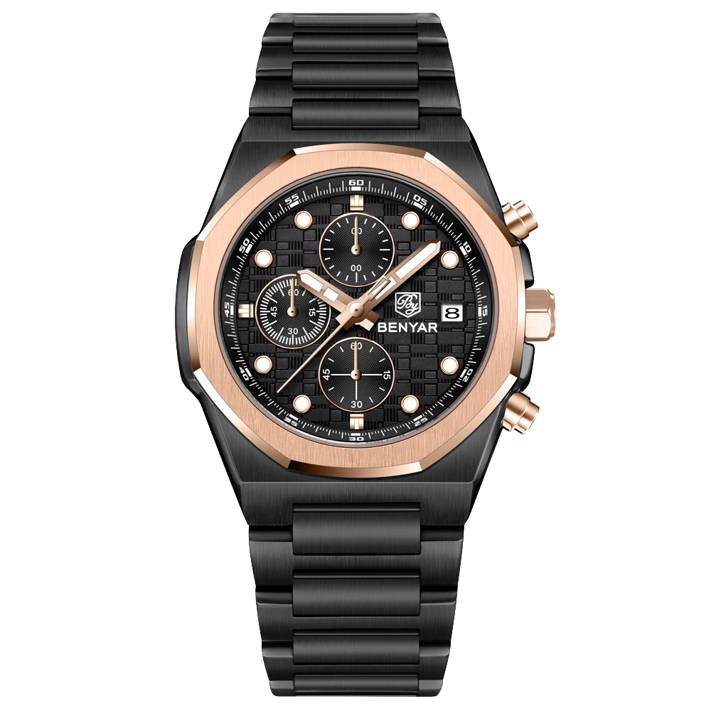 BENYAR BY‑5216 Luxury Quartz Chronograph Sports Watch for Men, Waterproof