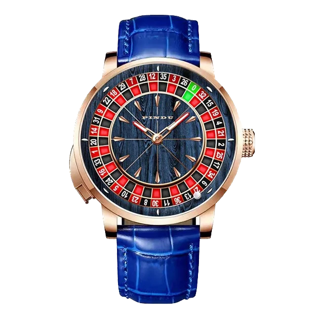 PINDU Wood Grain Celestial Men Mechanical Watch NH35A Roulette Watches Pointer