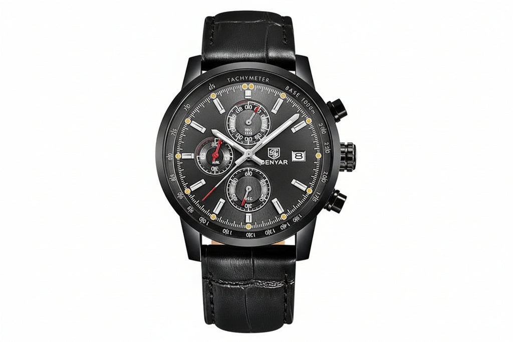 BENYAR BY-5102 Men's Quartz Chronograph Sports Watch Silver White