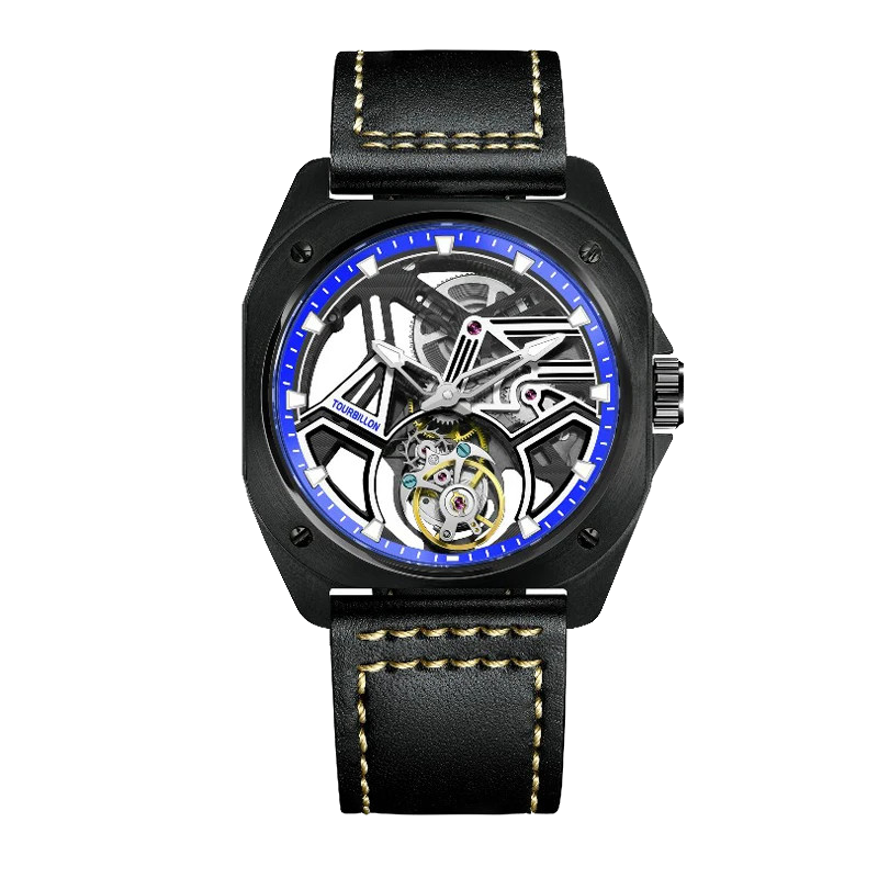 PINDU Hollow transparent Automatic Mechanical Tourbillon Movement Men's Watch
