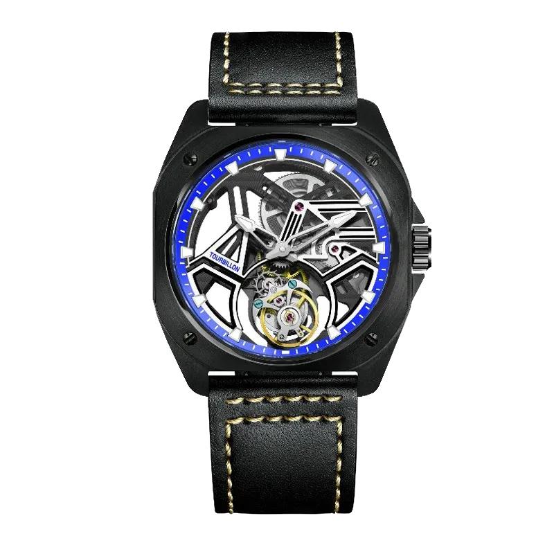 PINDU Hollow transparent Automatic Mechanical Tourbillon Movement Men's Watch-PrimeTimepiece