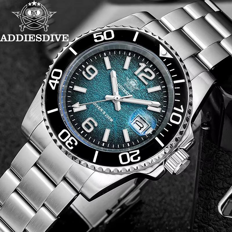 ADDIESDIVE AD2513 Men’s Quartz Diving Watch 41mm 200M Waterproof