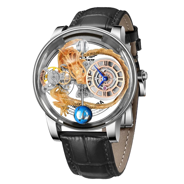 PINDU P6539 Earth Theme 3D Dragon Celestial Body Series Hollow Quartz Watch