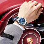 POEDAGAR 834 Men’s Chronograph Quartz Watch in Silver Mintblue with watch