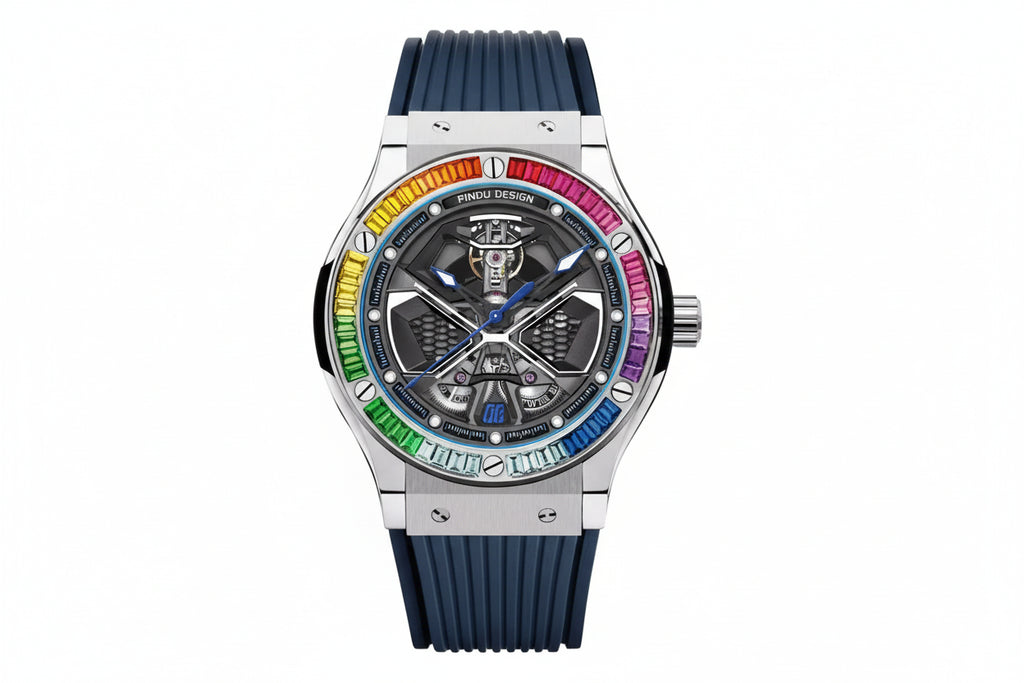 PINDU Luxury Color Diamond Mechanical Stainless Steel, Silicone Waterproof Watch-PrimeTimepiece