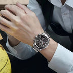 BENYAR BY-5102 Men's Quartz Chronograph Sports Watch Silver White