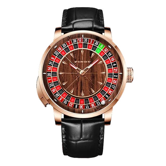 PINDU Wood Grain Celestial Men Mechanical Watch NH35A Roulette Watches Pointer