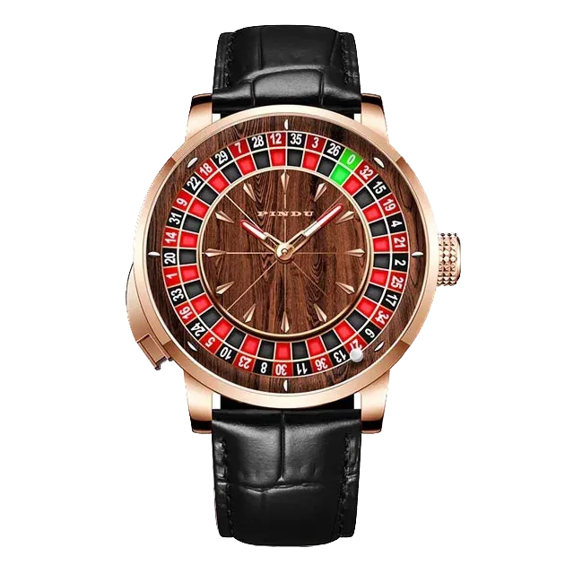PINDU Wood Grain Celestial Men Mechanical Watch NH35A Roulette Watches Pointer-PrimeTimepiece