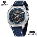 BENYAR BY-5222 Men's Retro Quartz Watch - Leather Blue
