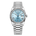 Pagani Design PD-1752 ice blue dial men's day-date automatic watch, silver steel, front view