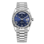 Pagani Design PD-1752 blue dial men's day-date automatic watch, silver steel, front view