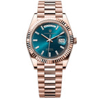 Pagani Design PD-1752 teal blue dial men's day-date automatic watch, rose gold, front view