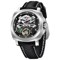 Pagani Design PD-YS017 steel case silver skeleton men's tourbillon automatic watch, front view
