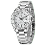Pagani Design PD-1792 white dial men's GMT automatic watch, steel bracelet, front view