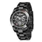 Pagani Design PD-1777 full black stainless steel skeleton men's automatic watch, front