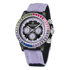 Pagani Design PD-1732 purple dial men's automatic chronograph watch, rainbow crystal bezel, front view
