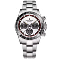 Pagani Design PD-1676 white dial men's quartz chronograph watch, stainless steel bracelet, front view