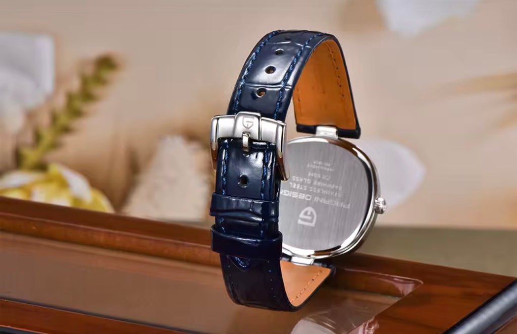 PAGANI DESIGN PD-1825 Women's 32mm Quartz Watch - blue leather strap and buckle