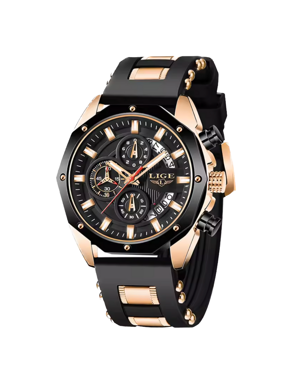 LIGE Men Watches Luxury Silicone Sport Quartz Waterproof Wristwatch Chronograph
