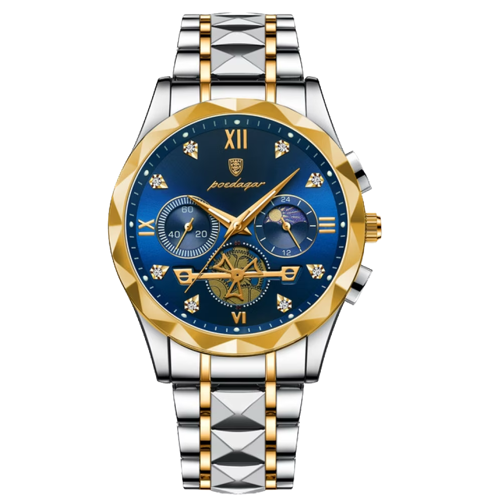 POEDAGAR Luxury Mens Quartz Chronograph Waterproof Watch Luminous Stainless Steel