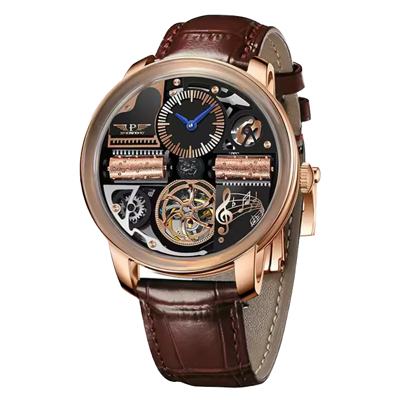 PINDU Men Mechanical Watch Godfather Classic Series 45.5MM, M2791B, Leather-PrimeTimepiece