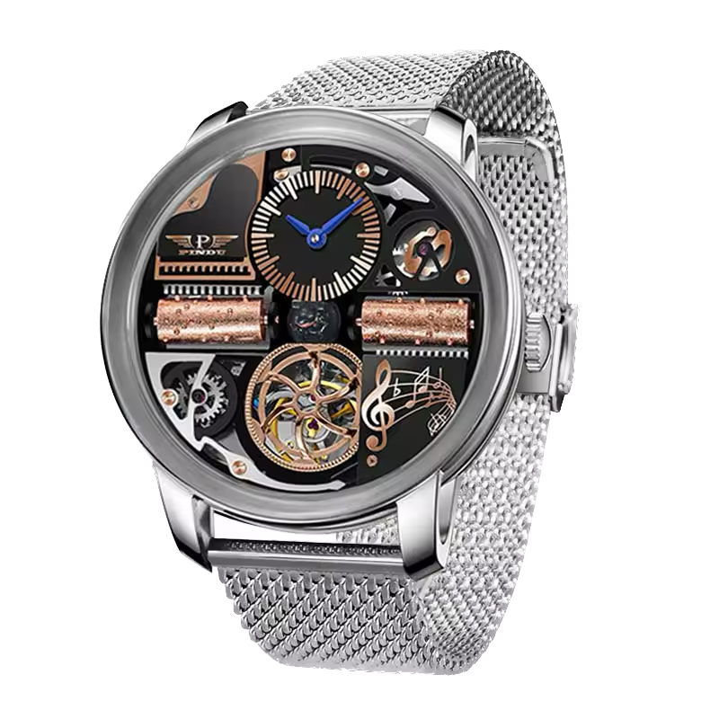 PINDU Men Mechanical Watch Godfather Classic Series 45.5MM, M2791B, Leather