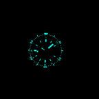 STEELDIVE SD1977T bezel and dial glowing blue in the dark