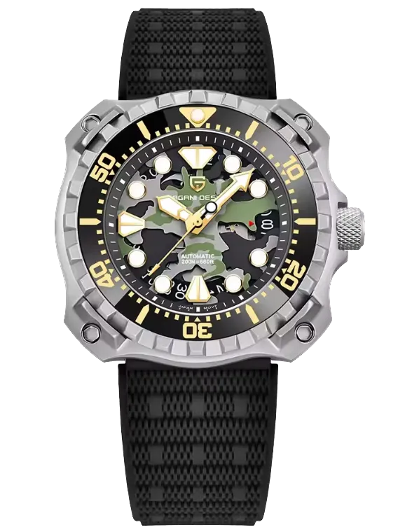 PAGANI DESIGN PD-YN009 Men Mechanical Watch Camouflage Hollow Dial Watch 200M Waterproof-PrimeTimepiece