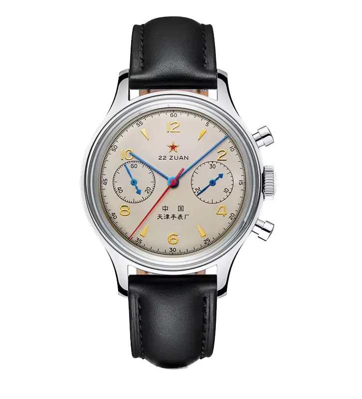 RED STAR 38mm Men's 1963 Chronograph Mechanical Watch Pilot with Seagull Movemen-PrimeTimepiece