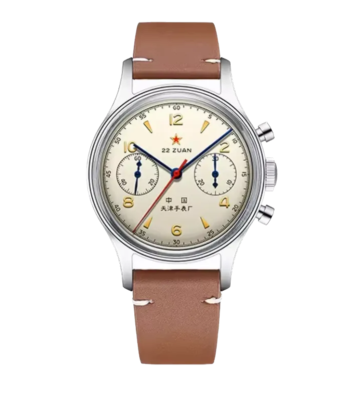 RED STAR 38mm Men's 1963 Chronograph Mechanical Watch Pilot with Seagull Movemen-PrimeTimepiece