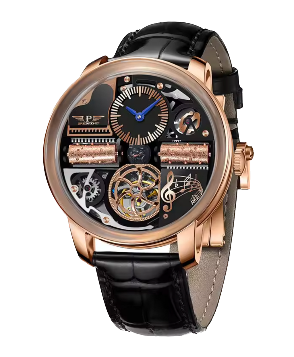 PINDU Men Mechanical Watch Godfather Classic Series 45.5MM, M2791B, Leather