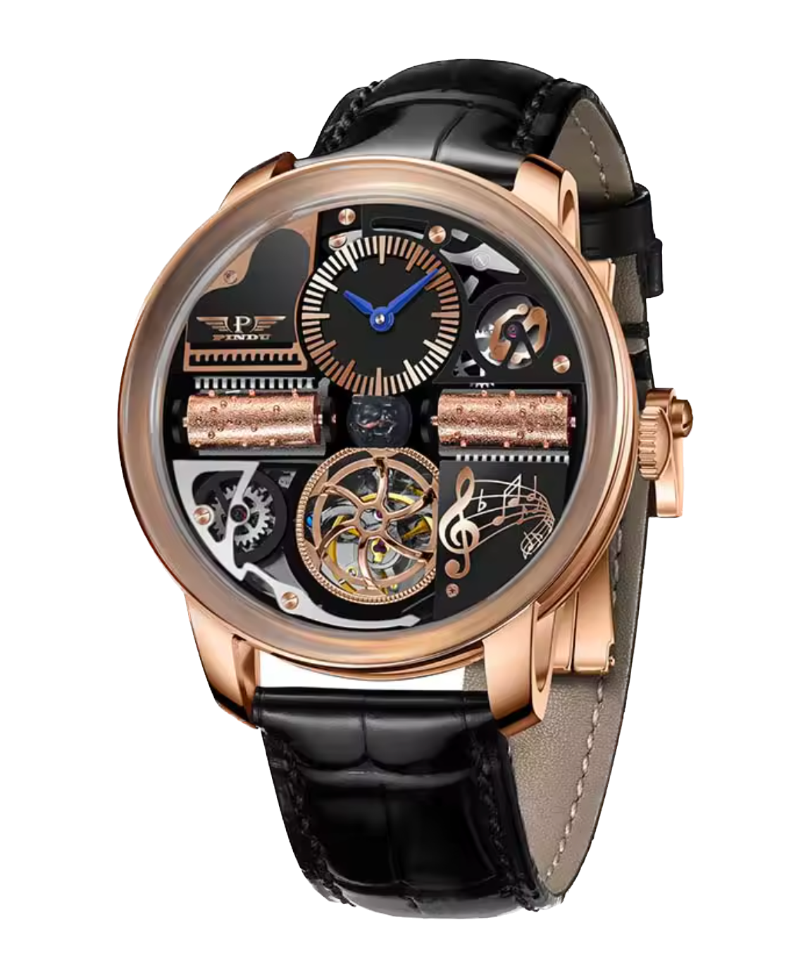 PINDU Men Mechanical Watch Godfather Classic Series 45.5MM, M2791B, Leather