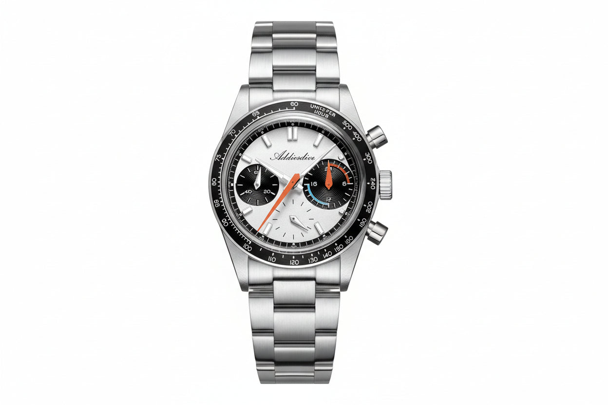 ADDIESDIVE AD2539 Quartz with white dial, shown on wrist