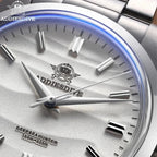 ADDIESDIVE AD2030 36MM Deepseahunter dive watch macro close-up of white wave-textured dial showing applied indices and