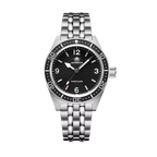 ADDIESDIVE AD2033 41MM Diver's 200M quartz with black dial, Arabic numerals, black bezel and steel bracelet, front view