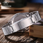 ADDIESDIVE AD2035 39MM Deepseahunter GMT quartz caseback and steel bracelet showing engraved ADDIESDIVE clasp, lifestyle shot