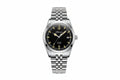 ADDIESDIVE AD2038 vintage retro automatic with black dial, cream lume indices, silver case and jubilee steel bracelet, front