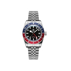 ADDIESDIVE AD2044 GMT with black dial, Pepsi bezel and jubilee steel bracelet, front view