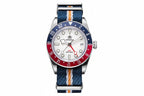 ADDIESDIVE AD2044 GMT with white dial, Pepsi bezel and blue-orange NATO strap, alternate front view