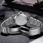 ADDIESDIVE AD2048 NH35 automatic field watch caseback and steel bracelet showing engraved ADDIESDIVE folding clasp