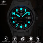ADDIESDIVE AD2048 NH35 automatic field watch lume feature shot with 200M waterproof and sapphire glass specs