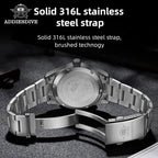 ADDIESDIVE AD2055 39MM NH35 automatic field watch caseback and steel bracelet showing engraved ADDIESDIVE folding clasp