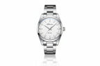 ADDIESDIVE AD2066 36MM bubble mirror glass with white dial, silver case and steel oyster bracelet, front view
