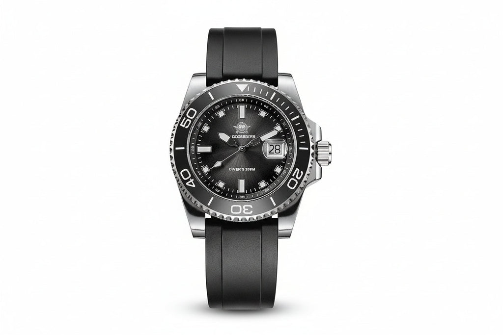 ADDIESDIVE AD2089 Dive Men's Quartz Watch with rubber black dial