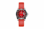 ADDIESDIVE AD2089 Diver's 200M quartz with red sunburst dial, black bezel and red rubber strap, front view