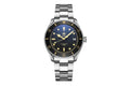 ADDIESDIVE AD2101 vintage automatic dive watch with black dial, cream lume markers and steel oyster bracelet, front view