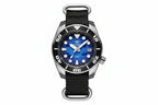 ADDIESDIVE AD2102 NH35 automatic dive watch with blue wave dial and olive green NATO strap, front view